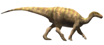 Reconstrucción de un Iguanodóntido sp., posible autor de las huellas analizadas en el estudio. (Oscar Sanisidro/ICP)